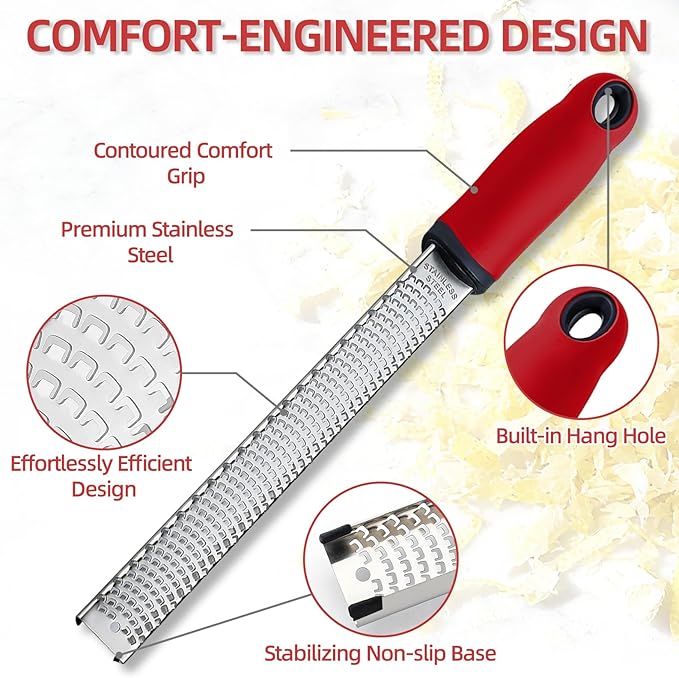 Koythin Red Handle Heavy Duty Lemon Zester Grater