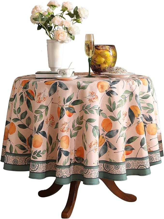 patdrea Designer French Linen Tablecloth,Round,Diameter 67"-Palladin A