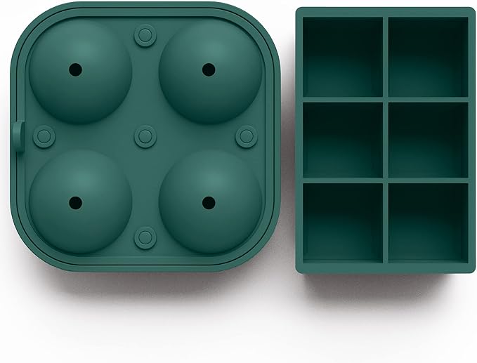 Ball Ice Cube Tray and Big Cube Molds for Whiskey, Slow Melting Set