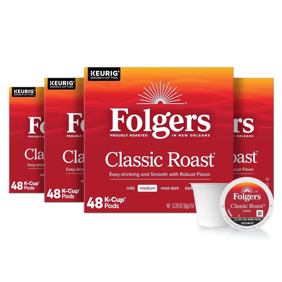 Folgers Colombian Medium Roast Coffee K-Cup Pods, Bulk 128 Count