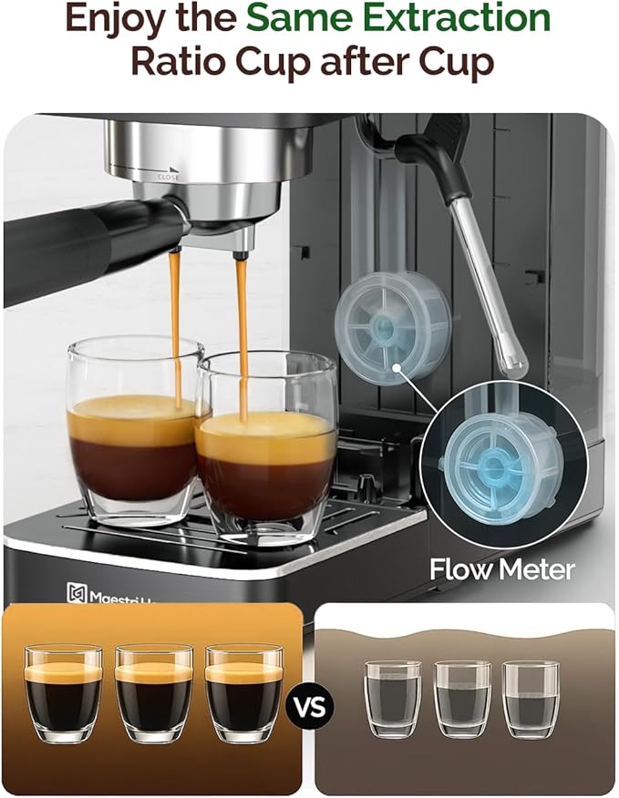 Maestri House Slim Espresso Machine with Milk Frother, 20 Bar Italian Pump