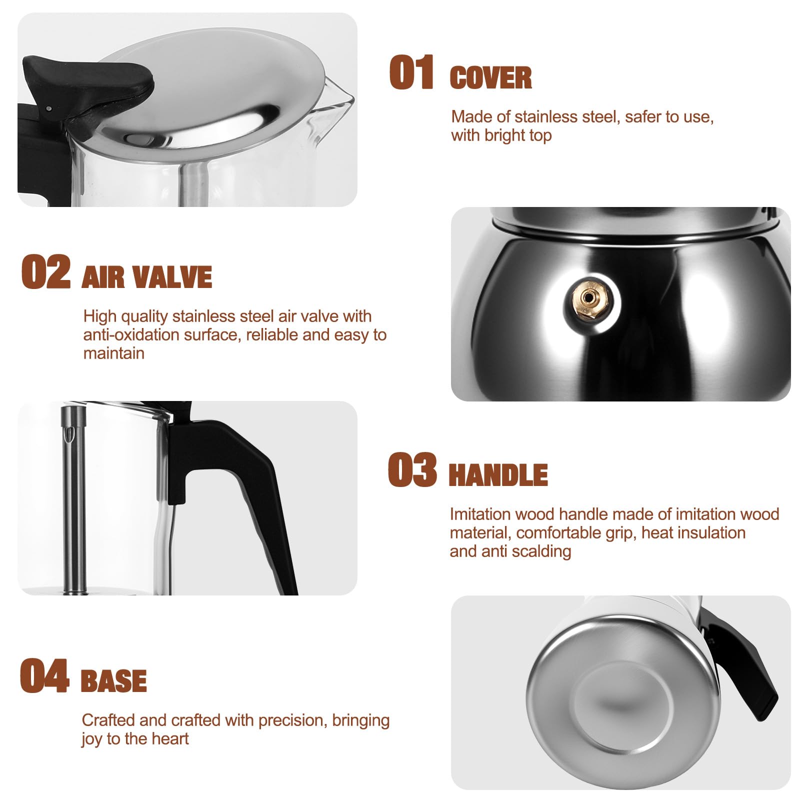 Houkiper Stovetop Espresso Maker, 4Cup 200ML Stovetop Italian Coffee Maker
