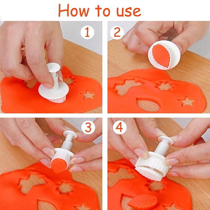 MOACC Cake Tools 36 Piece Fondant Cake Cookie Plunger Sugarcraft Flower Leaf Butterfly Heart Shape Decorating Mold DIY Icing Plunger Tools