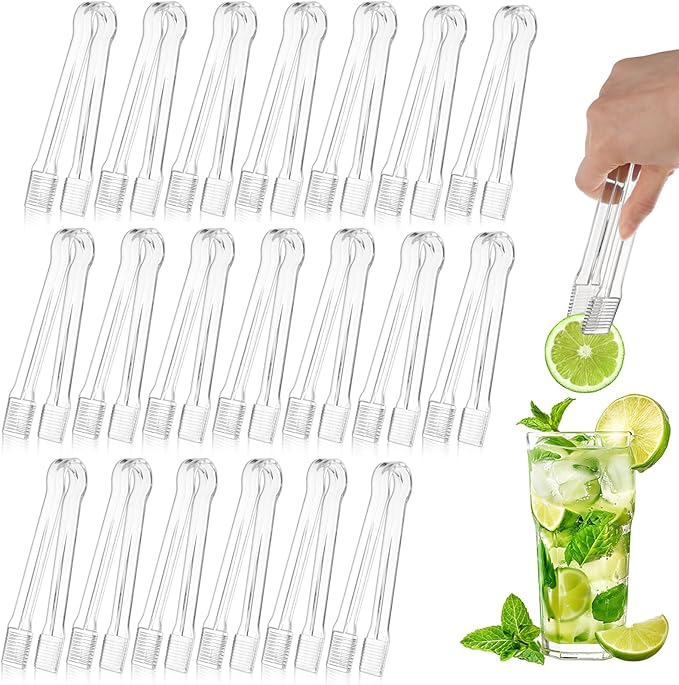 PEASUG 20 PCS Plastic Serving Tongs, Disposable Plastic Tongs