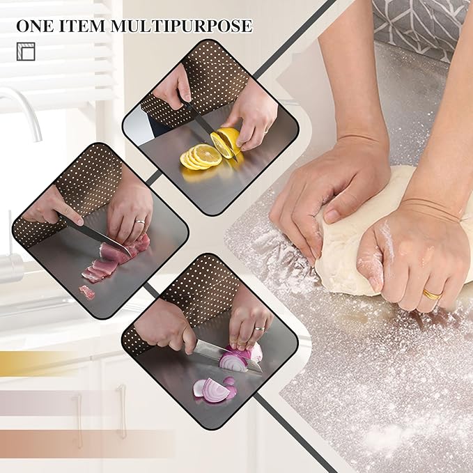 Stainless Steel Kitchen Cutting Board, 304 Stainless Steel, Double-Sided for Separation, Baking and Pizza Making (15.7×27.5×0.06")