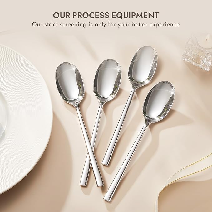 KINGSTONE 12 Piece Dinner Spoons Set, Stainless Steel Spoons