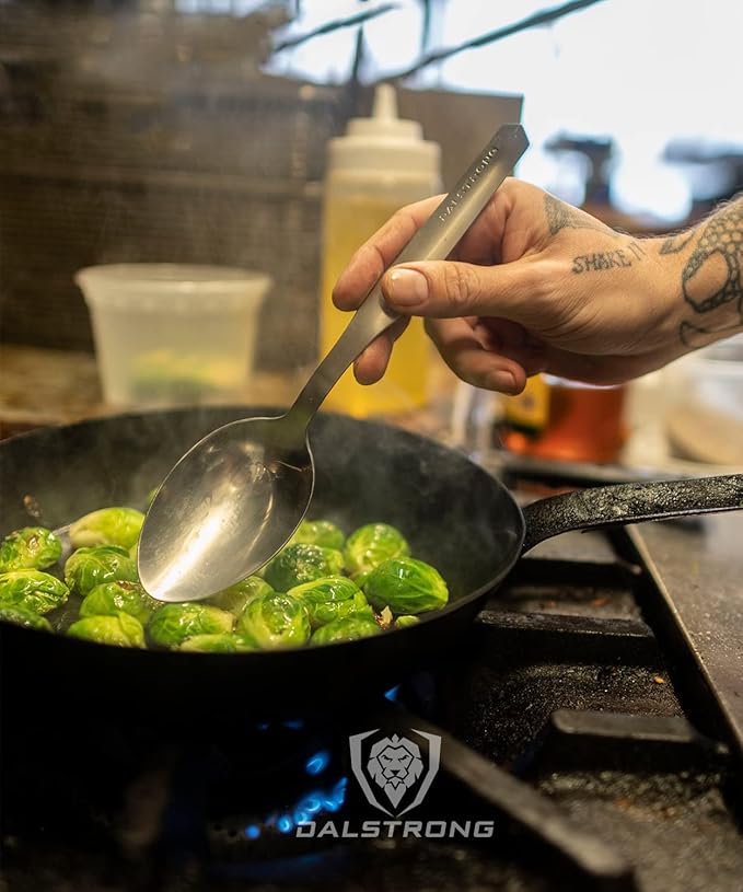 DALSTRONG Professional Sauce & Plating Chef Spoon - 304 Stainless Steel - 1.4 TBSP - 9.5" Length - Silver - Metal Serving Spoon - Cooking Kitchen Utensils - Satin Finish Handle for Grip - Chef Knife