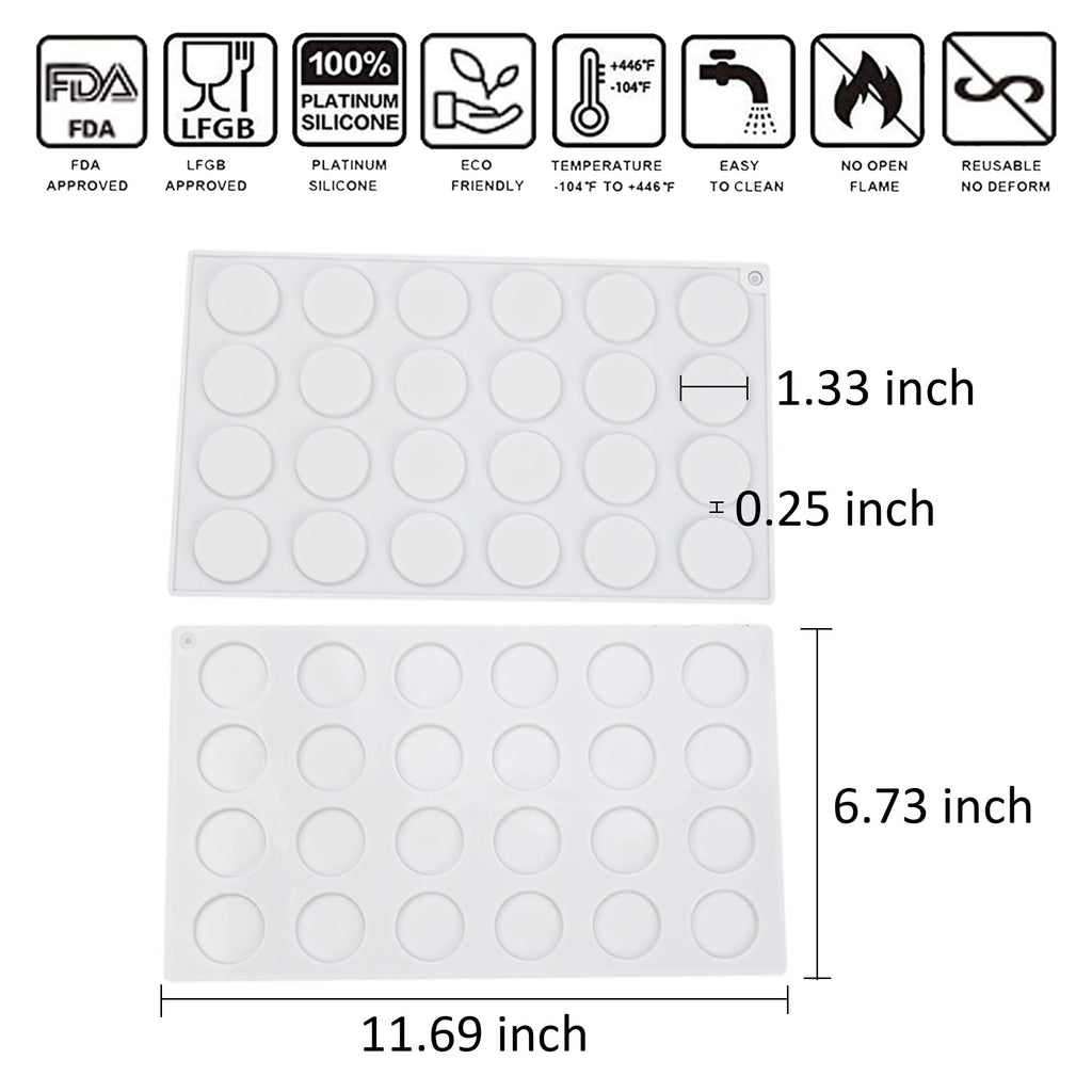OCPO Kitchen Circle Silicone Mold for Baking Mousse Cake, 24 Cavities