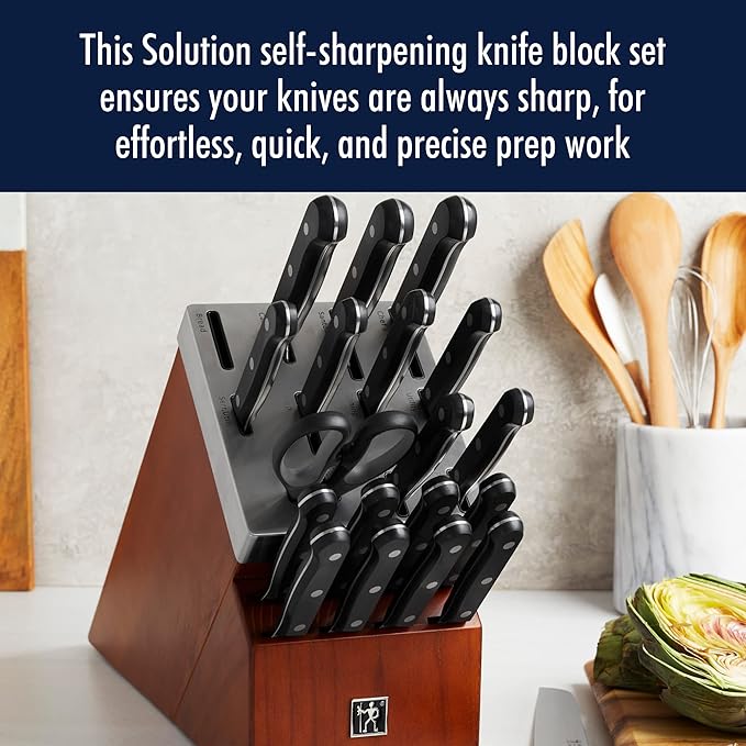 Henckels Solution Self Sharpening 20-Pc Knife Set, German Engineered, Brown