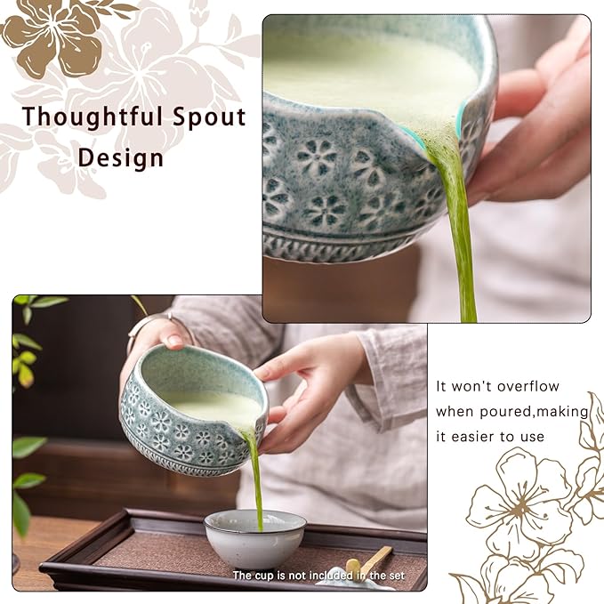 Buucup Blue Matcha Set, Ceramic Bowl Kit with Bamboo Whisk & Tools