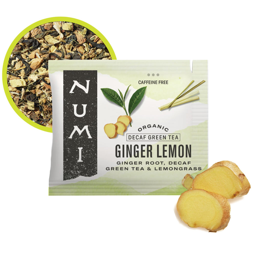 Numi Organic Ginger Lemon Decaf Green Tea, 100 Tea Bags