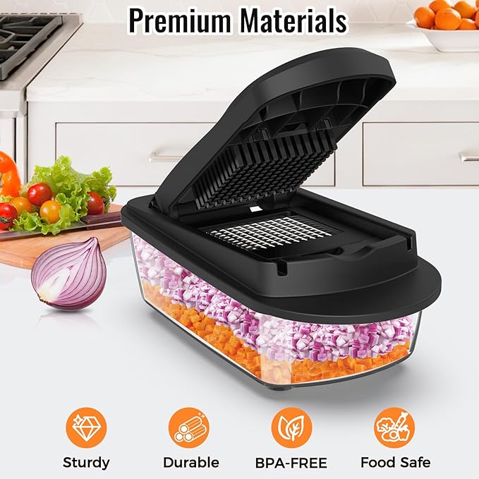 Ukeetap 8-Blade Cook Tool & Gadget Sets, Chopper Slicer Grater Set, Black