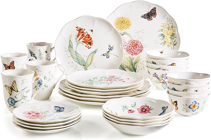 Lenox Butterfly Meadow Porcelain 28-Piece Dinnerware Set for 4