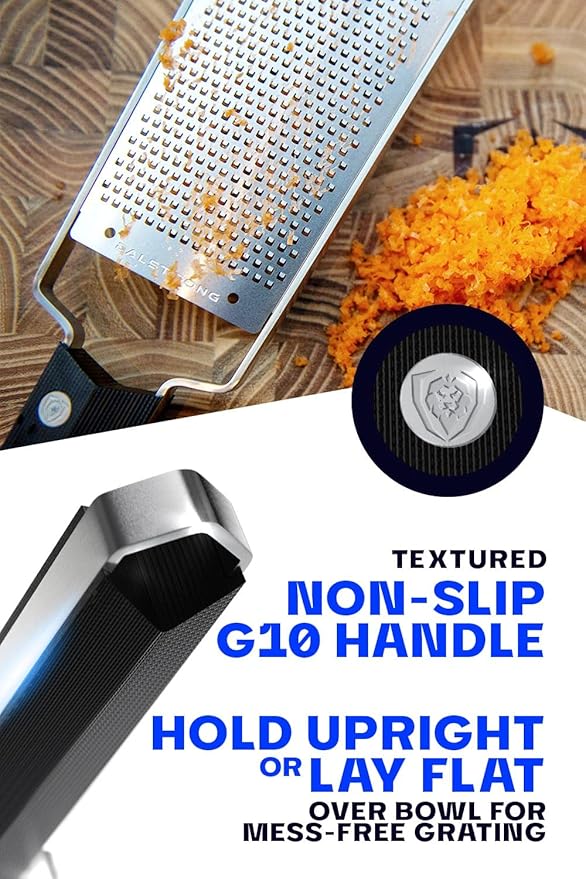 Dalstrong Wide Cheese Grater — Fine #304 Stainless Steel Blade, Blade Guard — For Parmesan, Hard Cheese, Chocolate & Citrus Zest — Non-Slip G10 Handle, Professional Grade, customer support