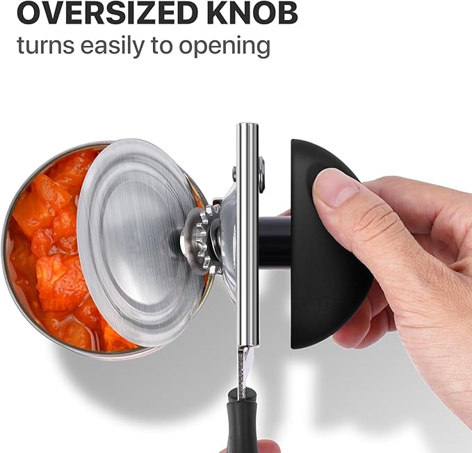UHIYEE Heavy Duty Hand Can Opener with Comfortable Grip for Seniors, Black