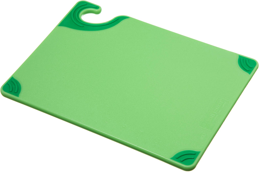 San Jamar Saf-T-Grip Cutting Board With Molded-In Ruler, Plastic Chopping Board for Kitchen, 9" x 12" x 0.35", 6 Count, Green