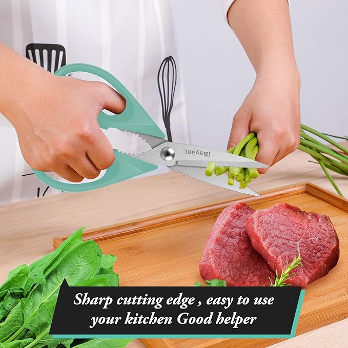 iBayam Kitchen Scissors, Set Of 2, Aqua Sky, Black Kitchen Utensils Set