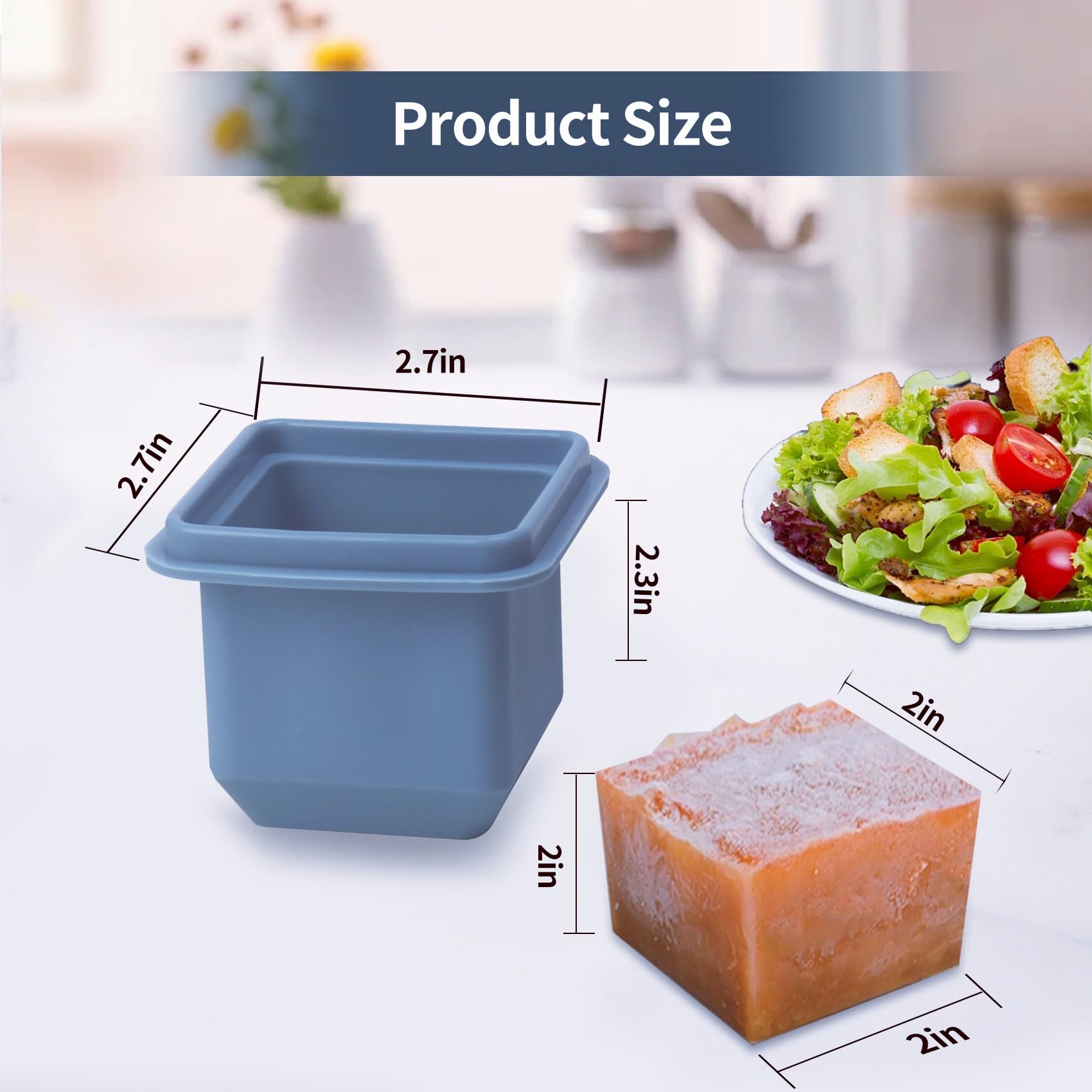 1/2 Cup Silicone Freezer Tray With Lid - Silicone Freezer Molds 4-Pack For meal prep & freezing of various sauces and other dishes, makes 4 perfect 1/2 cup portions cubes (Blue 4 Pack)
