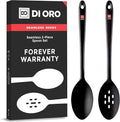DI ORO Silicone Cooking Spoons - Solid & Slotted Set, 2-Pc Black