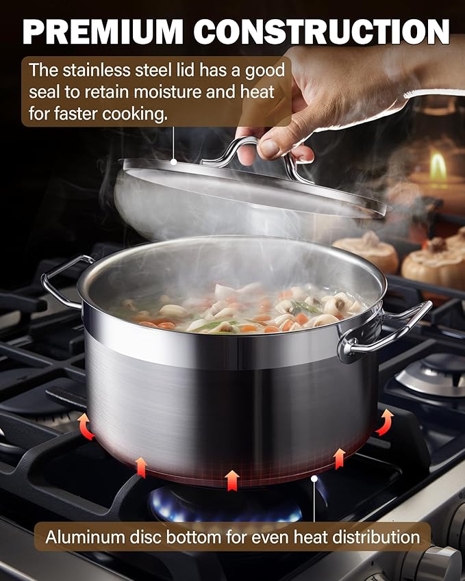 Cooks Standard Professional 9 Quart Stock Pot, Stainless Steel Dutch Oven