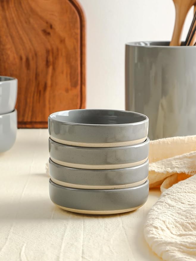famiware Ceramic Soy Sauce Dish, 4oz Dipping Bowls Set of 6, Dark Gray