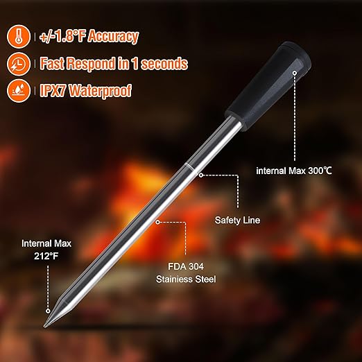 lfcforldx 4-Probe Premium Wireless Meat Thermometer: Perfect for BBQ, Oven, Grill. iOS & Android Apps, Apple Watch & Alexa Ready. Dishwasher Safe.