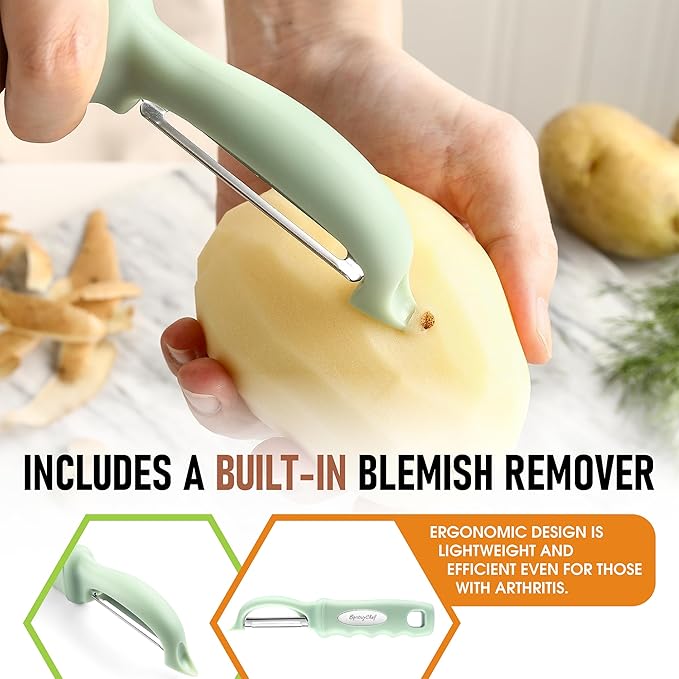 Spring Chef Swivel Vegetable Peeler with Ergonomic Handle, Pistachio