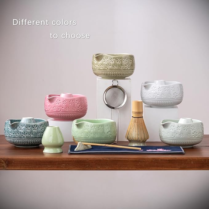 Buucup Matcha Whisk Set, Ceramic Kit with Bowl & Bamboo Accessories