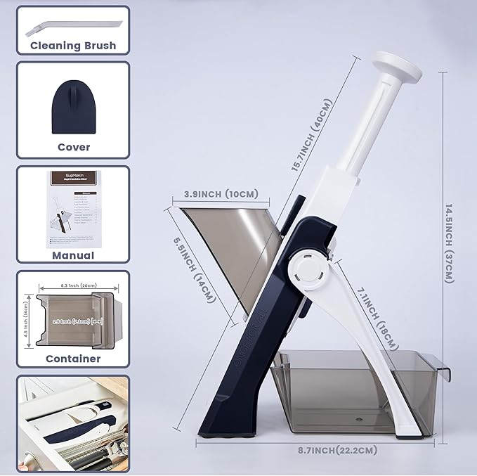 SupMaKin Safe Mandoline Slicer for Kitchen,Adjustable Potato Slicer 1-8 mm
