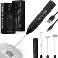 Zulay Froth N Go Milk Frother – Rechargeable 3-in-1 Handheld Frother Wand with Travel Case & USB-C Charger – Single, Double & Egg Whisk for Latte, Cappuccino, Matcha, Protein Shakes - Forge Marble