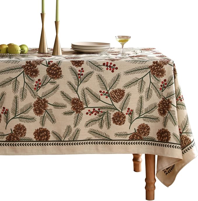 ISAENNE Designer Vintage Linen Rectangular Tablecloth,102"x63"-Carol B