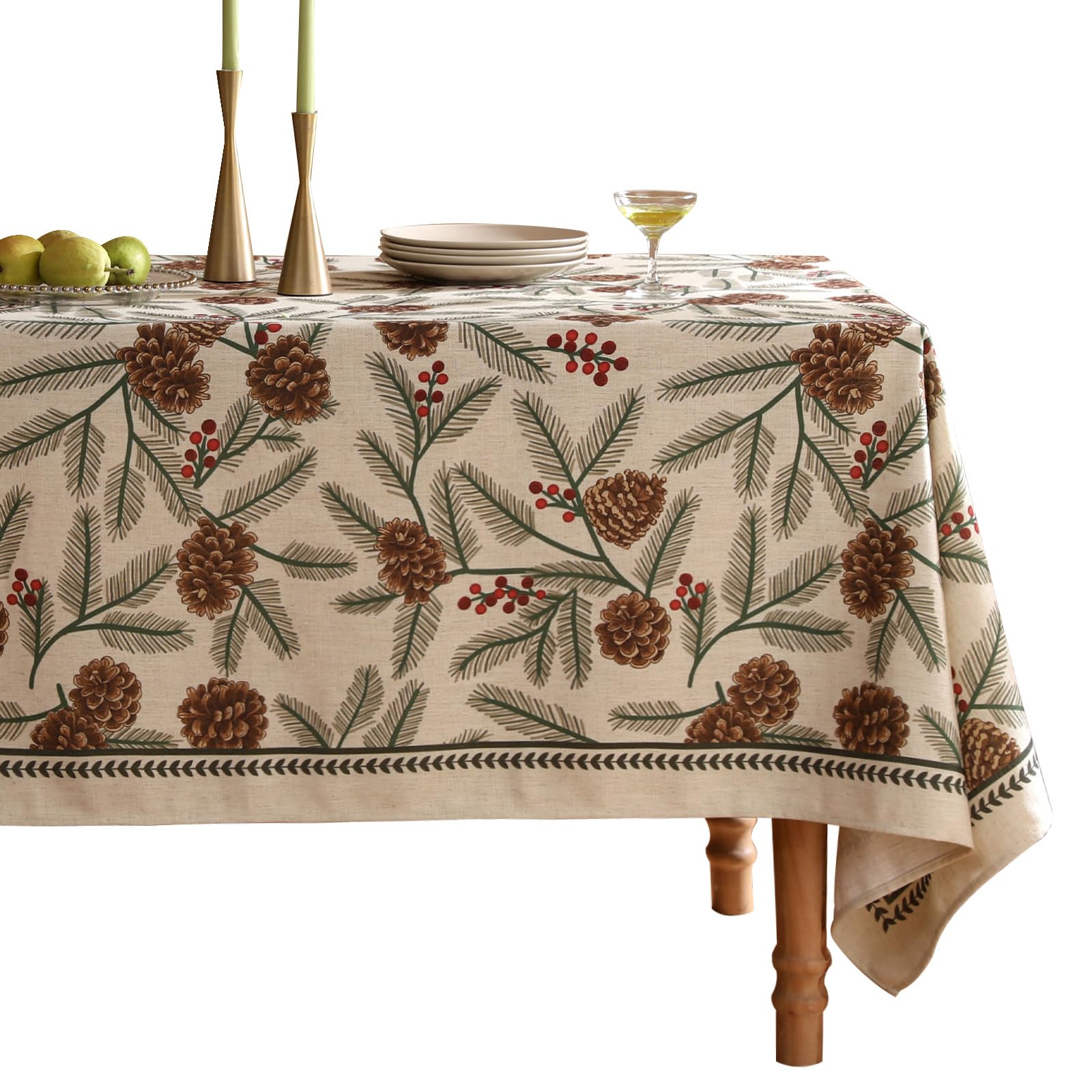 ISAENNE Designer Vintage Linen Rectangular Tablecloth,79"x55"-Carol B