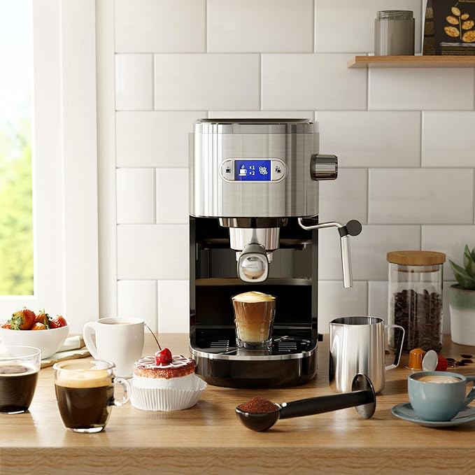 Kismile Stainless Steel 20 Bar Espresso Machine for Home Latte Cappuccino