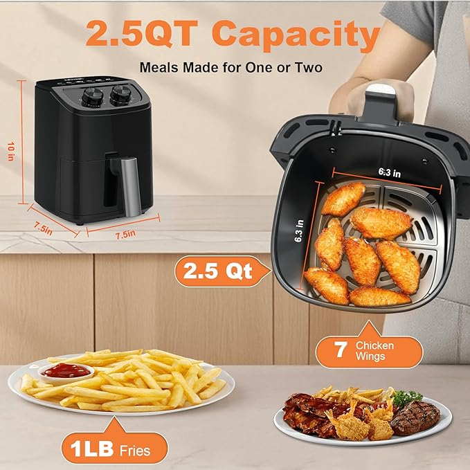 OSTBA 2.5QT Small Air Fryer for 1–2 People, Compact Mini Air Fryer