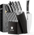 BRODARK 15 PCS Knife Set with Block,Pakkawood Handle Kitchen Knife Set