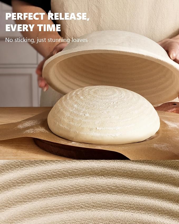 Rorecay Wood Pulp Banneton Bread Proofing Baskets, Set of 2, 9 Inch Round