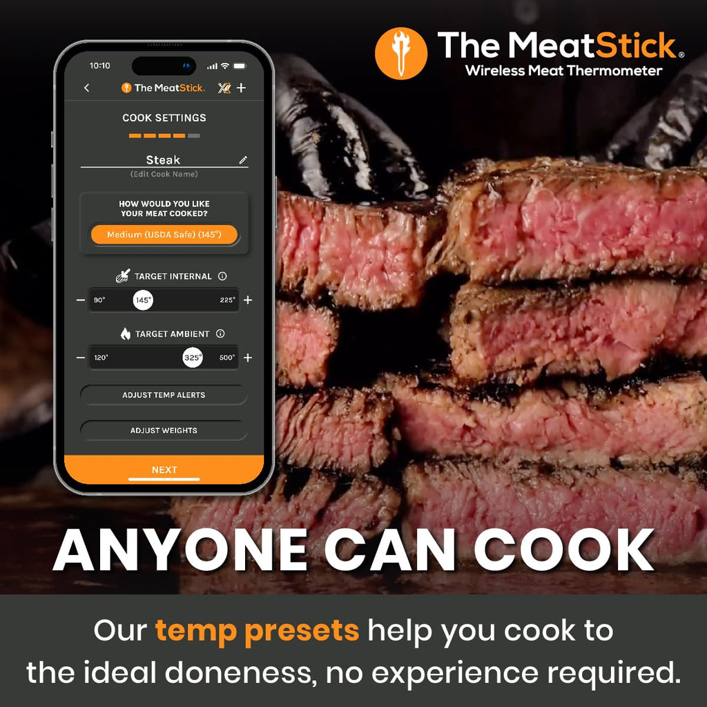 MeatStick X Bluetooth Wireless Meat Probe, 500ft+ Range Grill Thermometer
