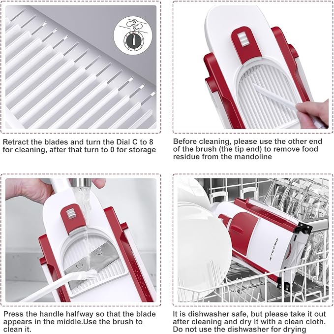 5 in 1 Adjustable Safe Mandoline Slicer for Kitchen with Paring Knife