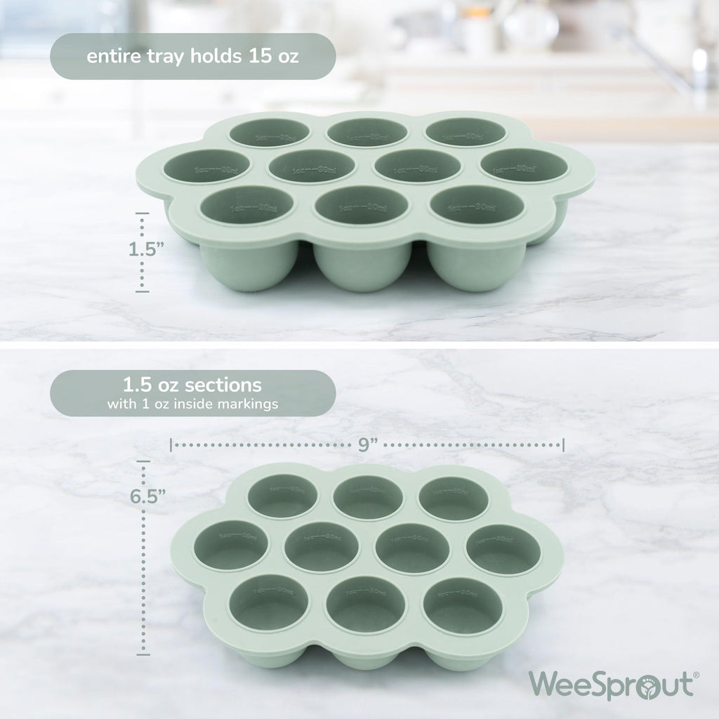 WeeSprout Silicone Freezer Tray with Clip on Lid Perfect Food Storage Container for Homemade Baby Food, Vegetable, Fruit Purees, and Breast Milk (Bright Yellow, Ten 1.5 Ounce Sections)