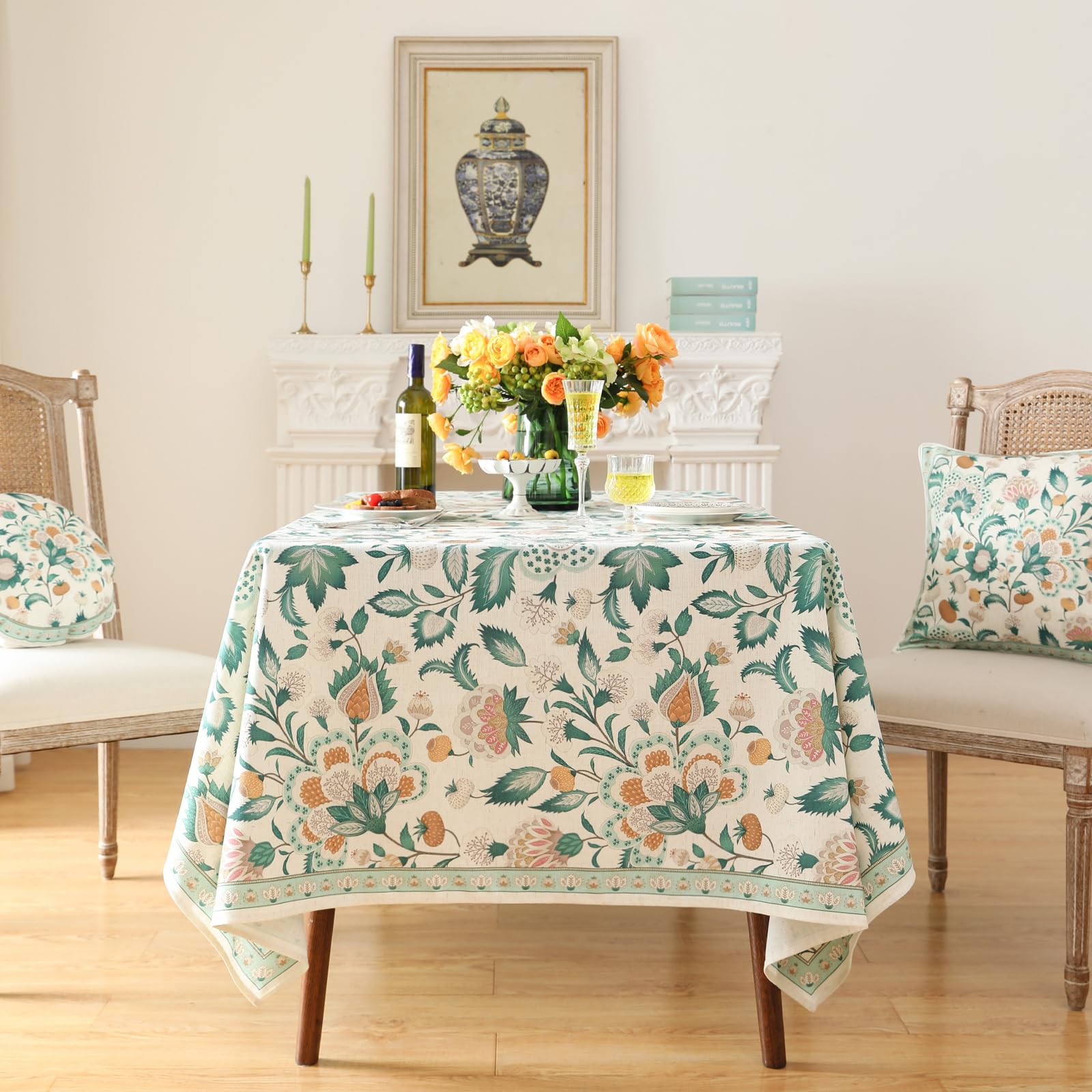 patdrea Vintage French Linen Tablecloth,Rectangular,79"x55"-Tree Life