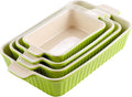 MALACASA Ceramic Baking Dishes Set of 4, Deep Casserole Dish, Green