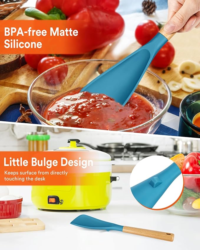 Badiano Multifunction Cooking Spoons for Nonstick Cookware,11.4"&13.4",TURQ