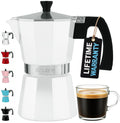 Zulay Moka Pot Espresso Stovetop Coffee Maker - Leak-Proof, Stainless Steel, Easy to Clean, Heat Resistant Handle & Knob - for Authentic Cuban & Italian Style Espresso - Makes 6 Espresso Cups - White