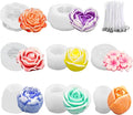 MGLIFEUL 9PCS 3D Flower Candle Making Molds Moldes de Silicona para Velas