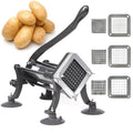 French Fry Cutter Commercial Potato Slicer with Suction Feet Complete Set, Includes 1/4", 3/8",1/2", Gray