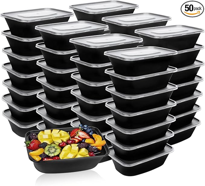 12 oz Small Meal Prep Containers with Lids, 50 Pack Food Storage Containers