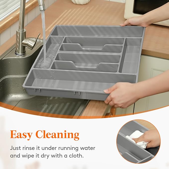Lifewit Silverware Organizer, Plastic Kitchen Utensil Drawer Tray