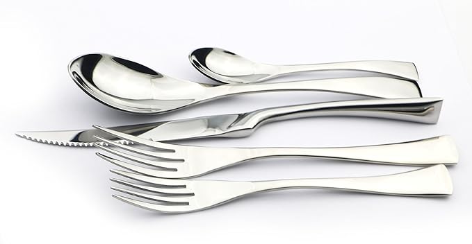 JANKNG 20-Piece 18/10 Stainless Steel Serrated Steak Knife Flatware Set, Service for 4