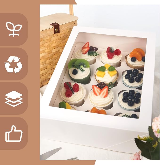 VGOODALL 12 Count Cupcake Container, 2PCS Cupcake Containers with Window