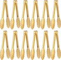 Dimeho 12 Pack Stainless Steel Buffet Tong Gold Serving Tongs 9 Inch Buffet Utensils Heavy Duty Durable Clamps Metal Kitchen Clip for Salad Steak Wedding Party Banquet Gathering